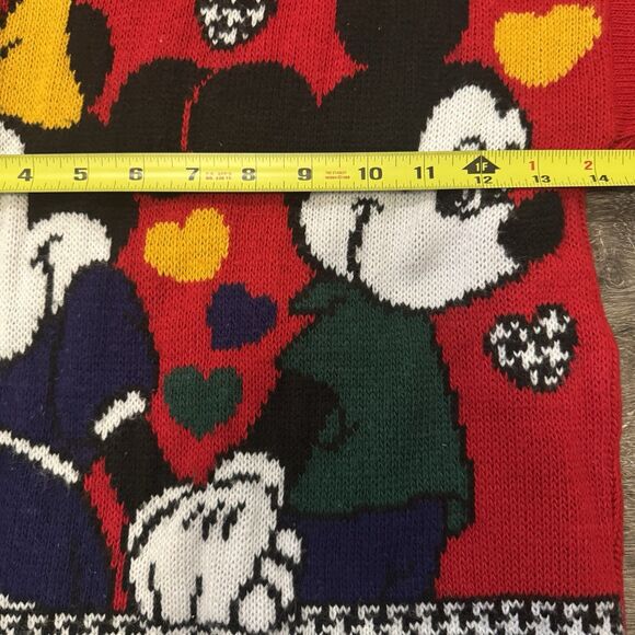 Vintage 90s Disney Mickey Minnie Mouse Sweater Kids Medium 7/9 Red Knit Retro - Picture 8 of 8